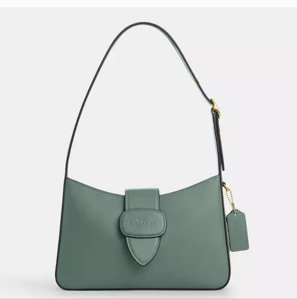 New! Coach Eliza Leather Shoulder Bag In Beautiful Sage Color 😍 (only 1 Left!)